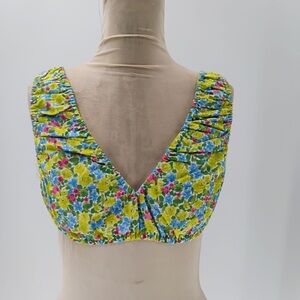 YLLW CLEO THE LABEL FLORAL COTTAGE CORE bra top v neck 100% cotton